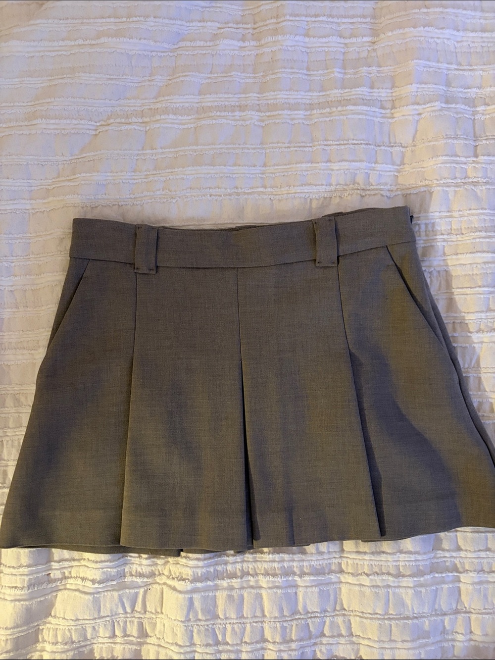 Aritzia Gray Pleated Mini Skirt